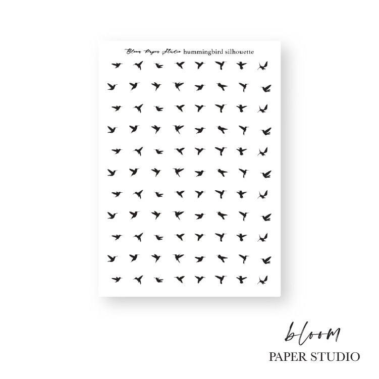 Foiled Hummingbird Silhouette Planner Stickers