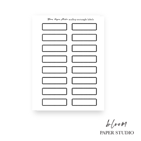 Foiled Scallop Rectangle Label Planner Stickers