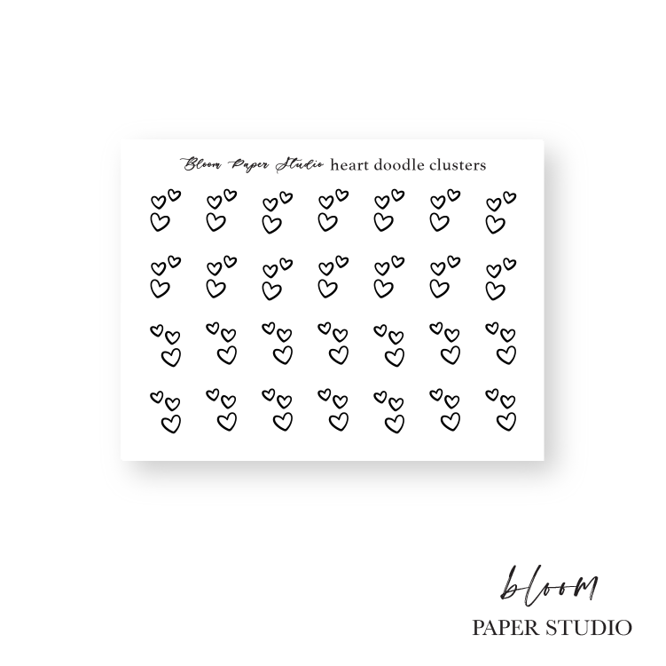 Foiled Heart Doodle Cluster Stickers