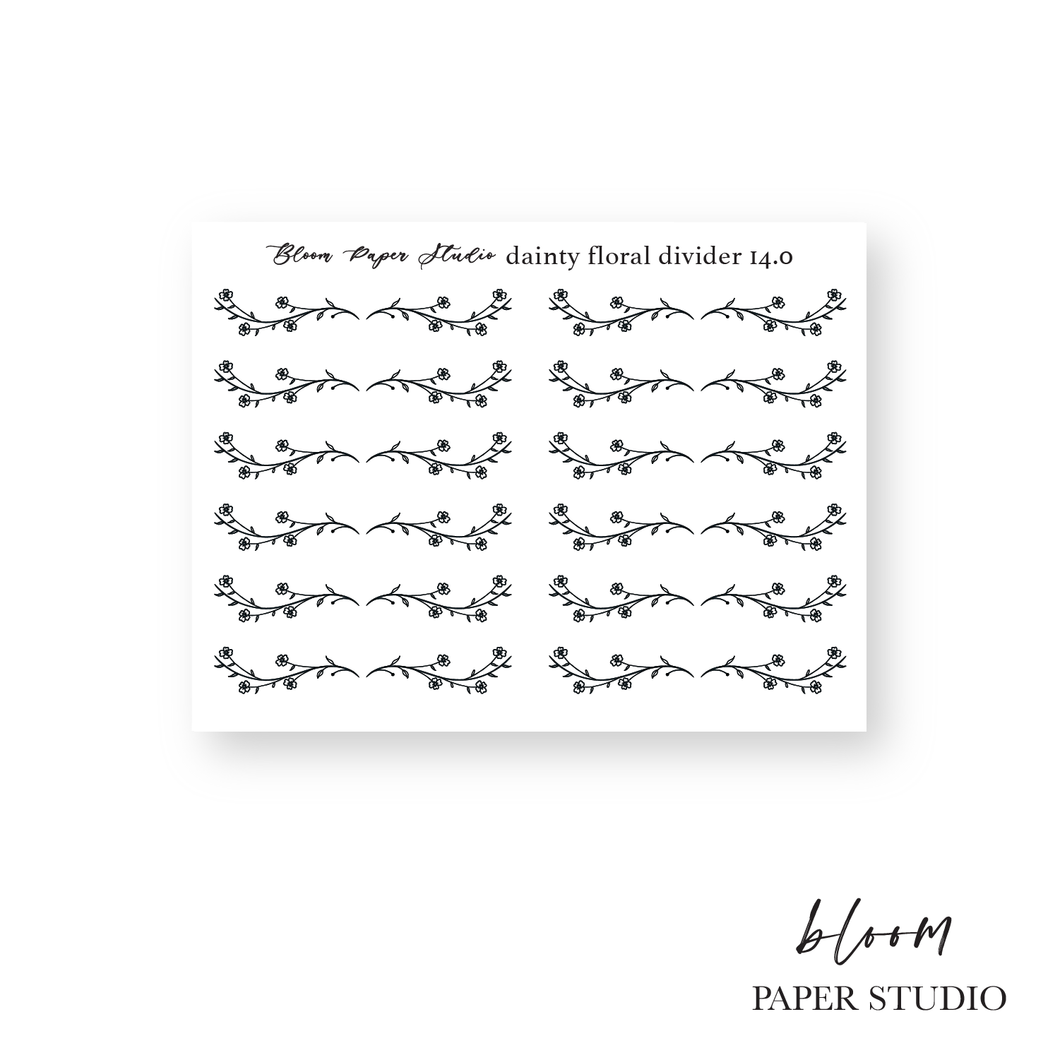 Foiled Dainty Floral Divider Stickers 14.0