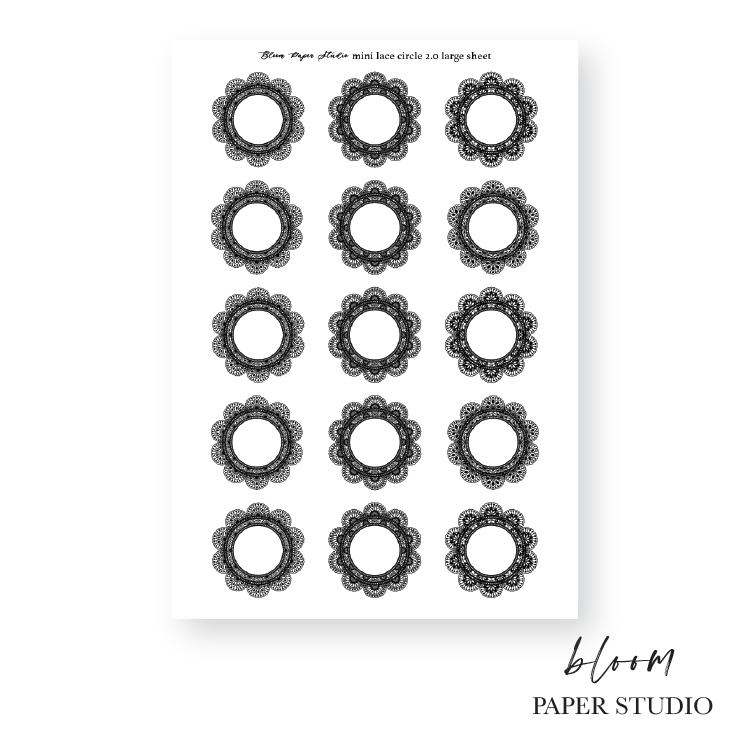 Foiled Mini Lace Circle Label 2.0 Planner Stickers (Large Sheet)