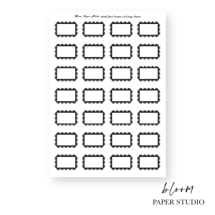 Foiled Lace Box 1.0 Planner Stickers (Large Sheet)