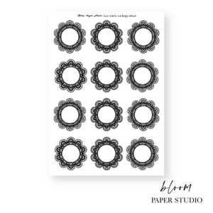 Foiled Lace Circle Label 2.0 Planner Stickers (Large Sheet)