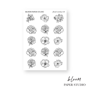 Foiled Floral Overlay Planner Stickers 4.0