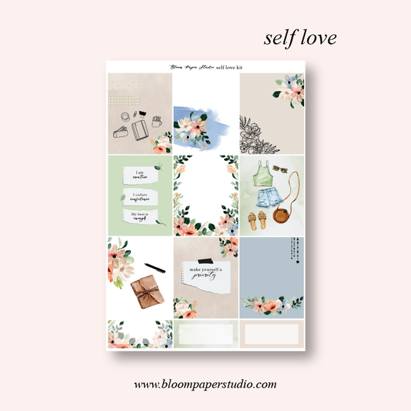 Self Love Foiled Planner Sticker Kit