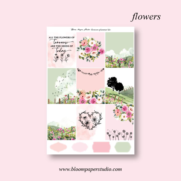 Flower Foiled Planner Sticker Kit