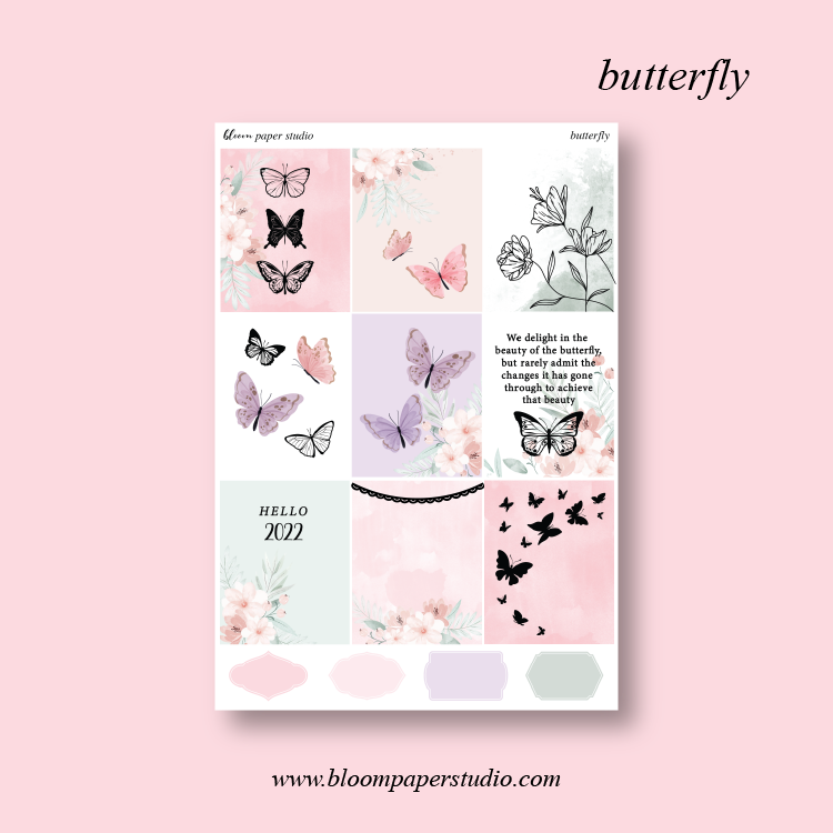 Butterfly Foiled Planner Sticker Kit