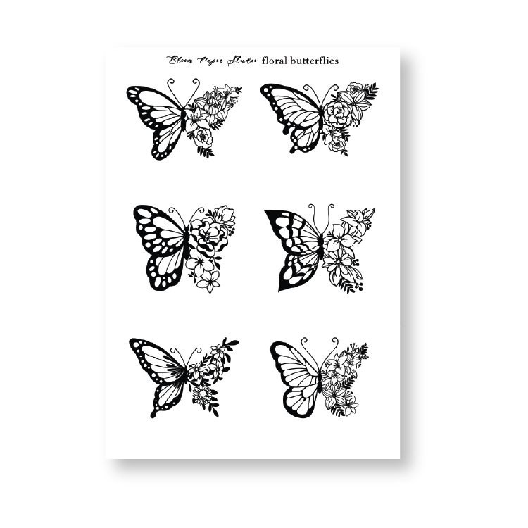 Foiled Floral Butterflies Planner Stickers