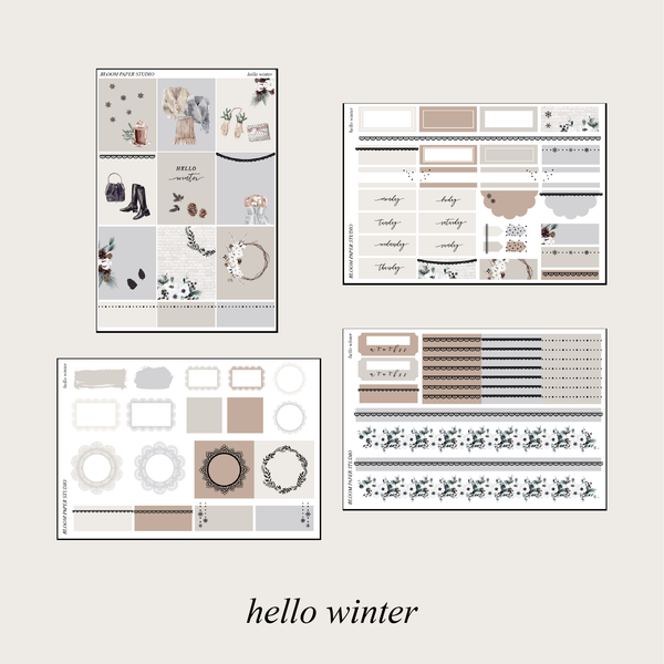 Hello Winter Foiled Planner Sticker Kit