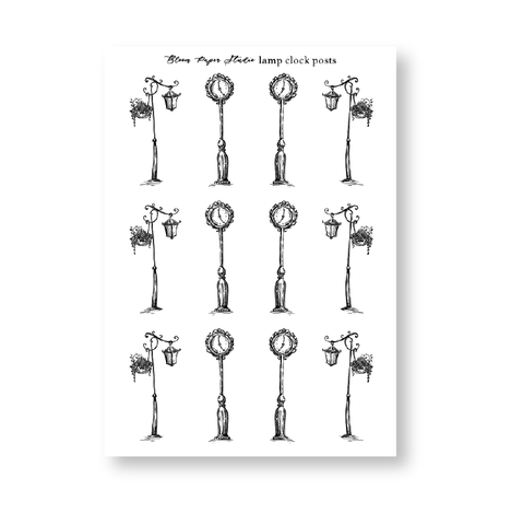 Foiled Lamp Clock Post Planner Stickers