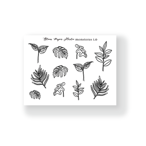 Foiled Monstera Planner Stickers 1.0