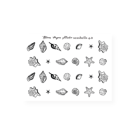 Foiled Seashells Planner Stickers 4.0
