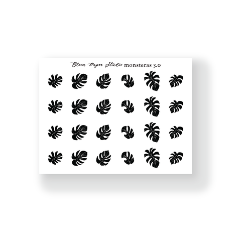 Foiled Monstera Planner Stickers 3.0