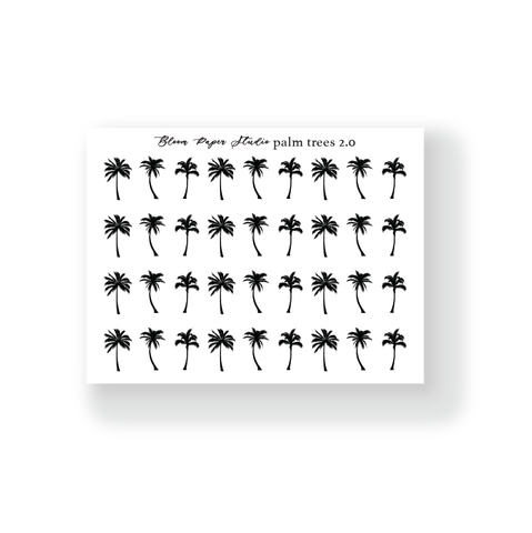 Foiled Palm Trees Planner Stickers 2.0