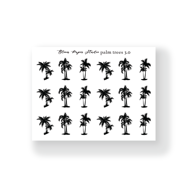 Foiled Palm Trees Planner Stickers 3.0