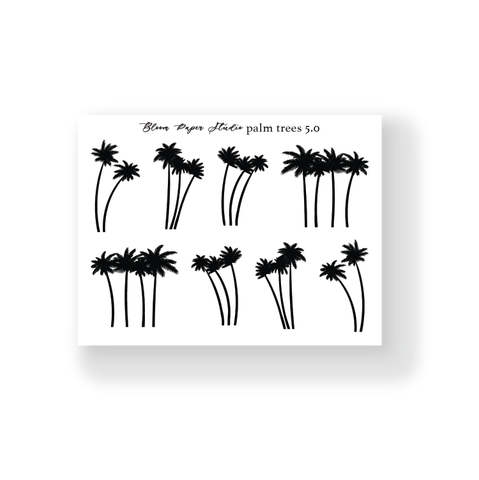 Foiled Palm Trees Planner Stickers 5.0