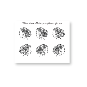 Foiled Spring Flower Girl Planner Stickers 2.0