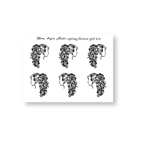 Foiled Spring Flower Girl Planner Stickers 6.0
