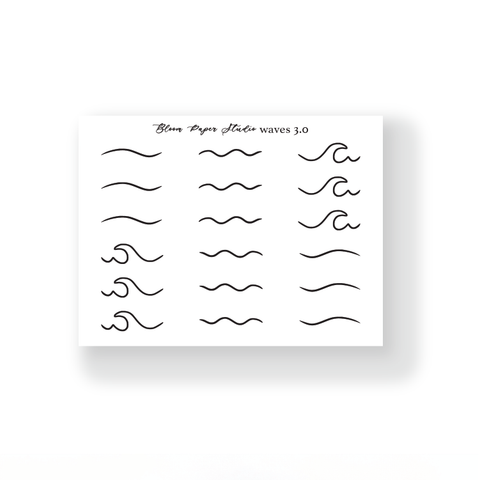 Foiled Waves Planner Stickers 3.0