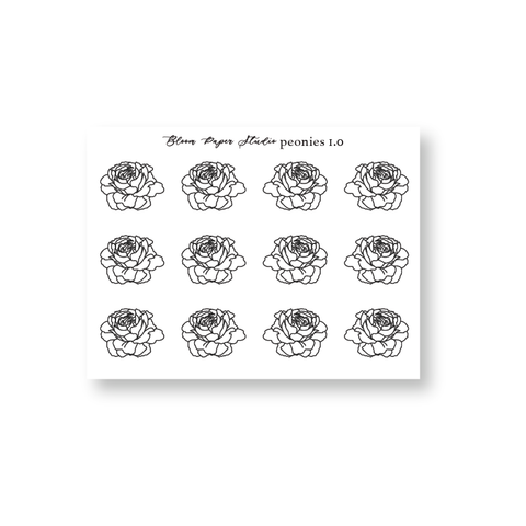 Foiled Peonies Planner Stickers 1.0