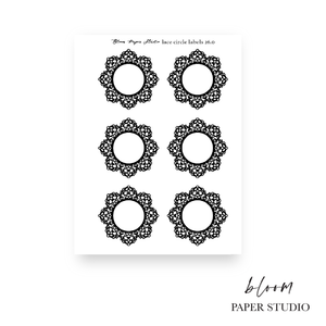 Foiled Lace Circle Label Planner Stickers 26.0