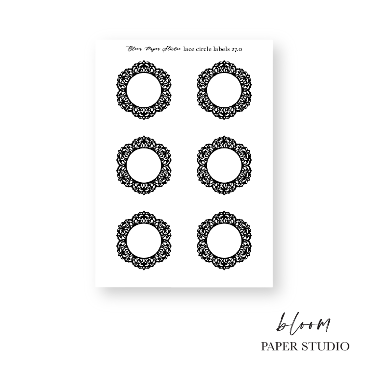 Foiled Lace Circle Label Planner Stickers 27.0