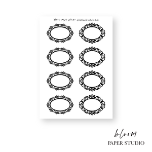 Foiled Oval Lace Label Planner Stickers 6.0