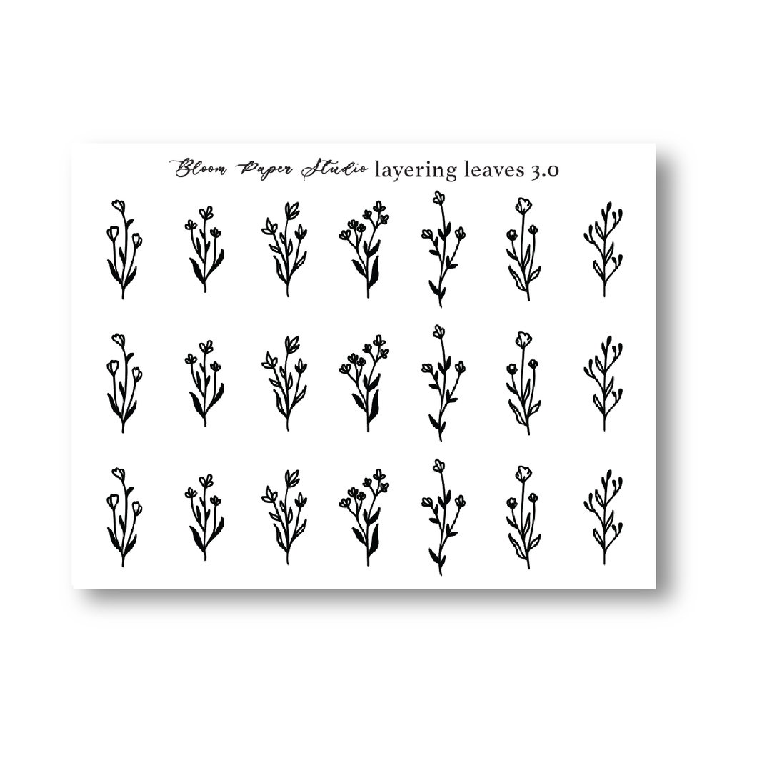 Foiled Layering Leaves Planner Stickers 3.0