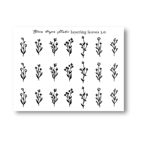 Foiled Layering Leaves Planner Stickers 3.0