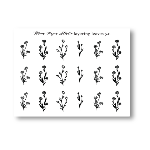 Foiled Layering Leaves Planner Stickers 5.0