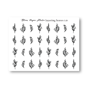Foiled Layering Leaves Planner Stickers 1.0