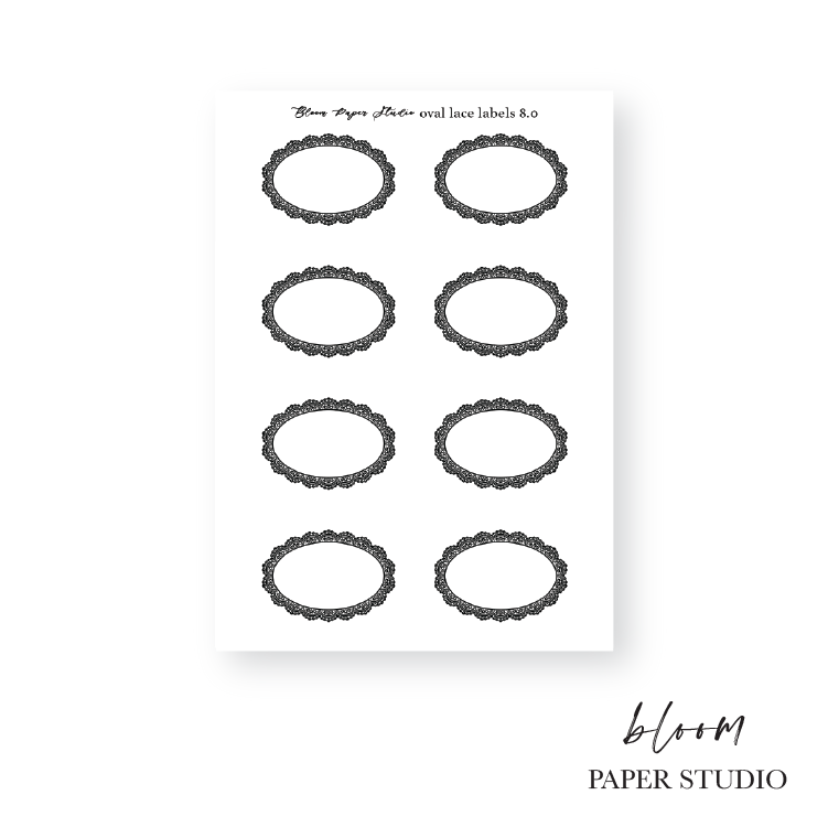 Foiled Oval Lace Label Planner Stickers 8.0