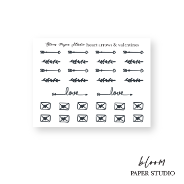 Foiled Heart Arrows & Valentines Planner Stickers